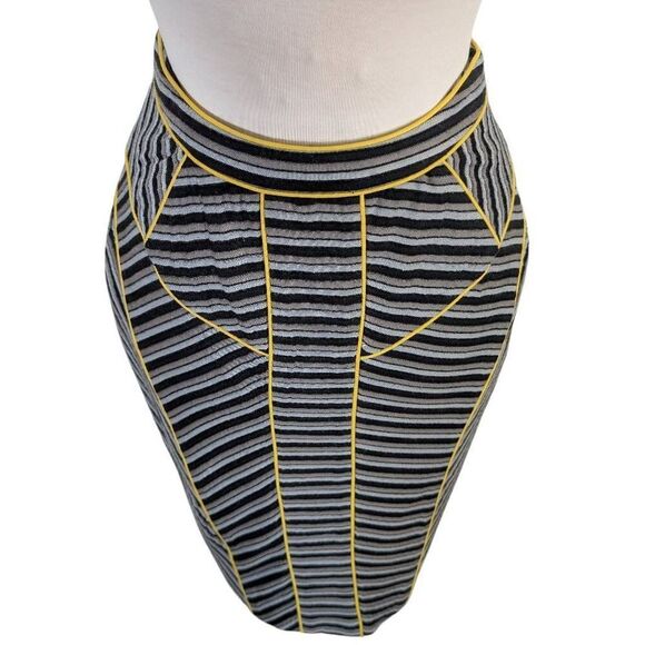Bensoni 4 Striped Color Block Pencil Skirt Y2K Futuristic VTG Cyberpunk Cosplay - Picture 5 of 12